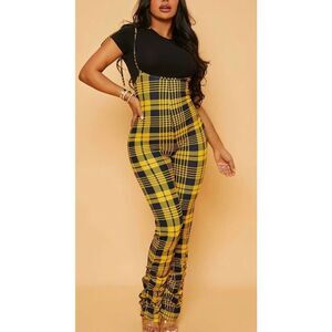 Plaid Ruched Romper L